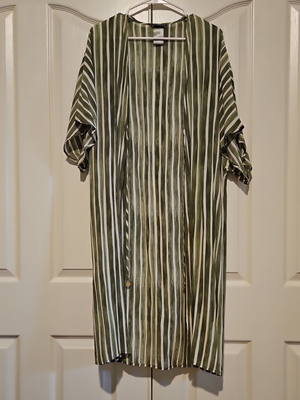 Vince Camuto Green and White Striped Swim Cover-Up